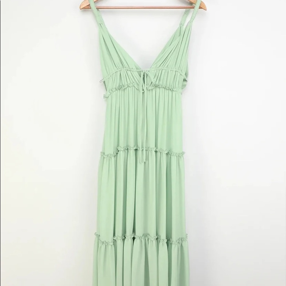 Show Your Affection Mint Green Tiered Ruffled Maxi Dress